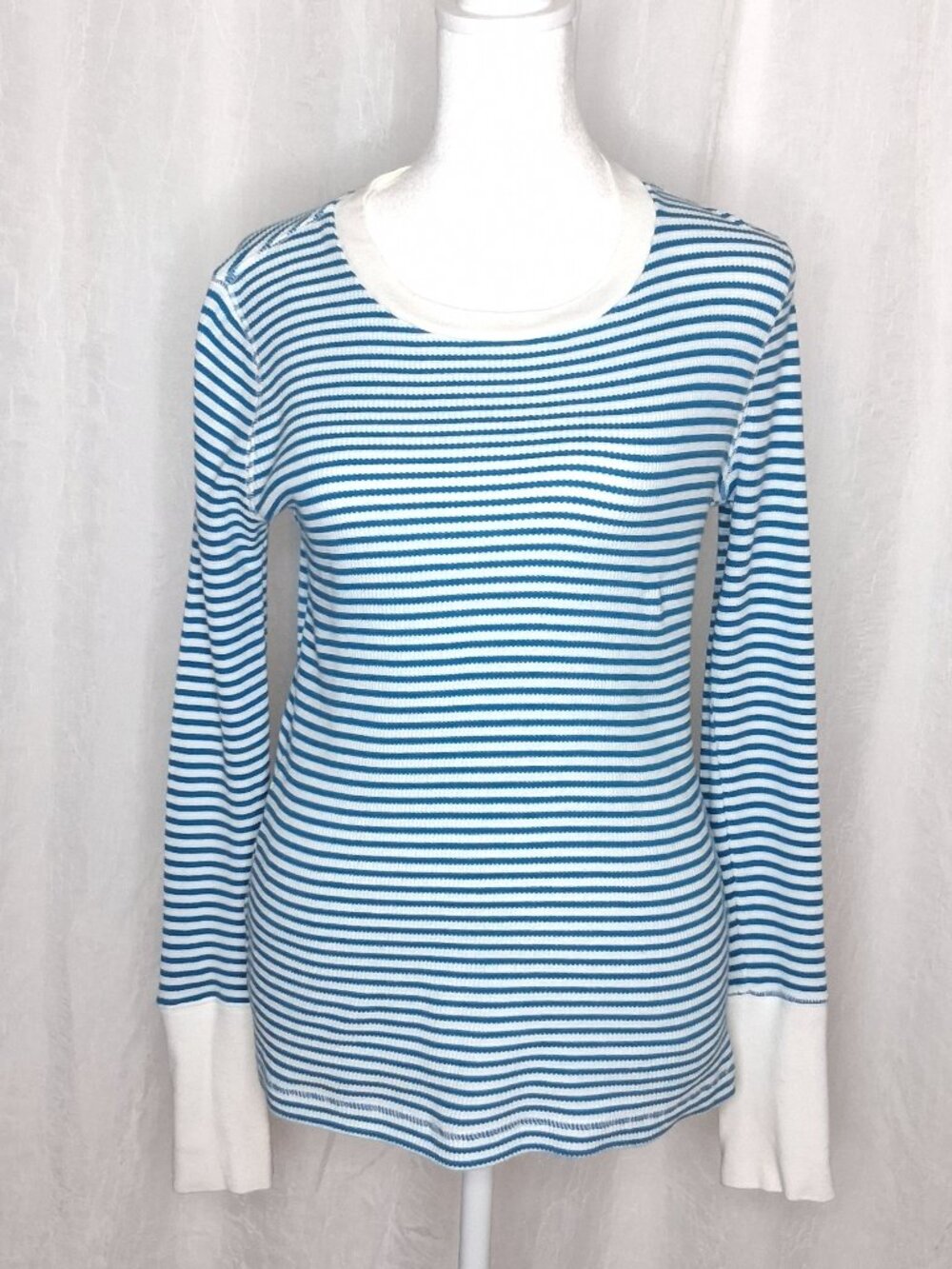 Sundance Elemental Turquoise & White Striped Waffle Weave Top